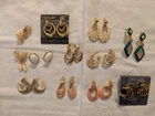 Vintage TRIFARI Pierced Earrings Lot Signed Gold Tone Pierced 12 Pairs + Carded