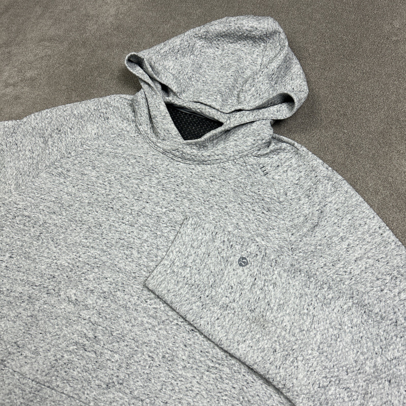 Lululemon At Ease Hoodie Mens XL Heather Gray Double Knit Stretch Pullover
