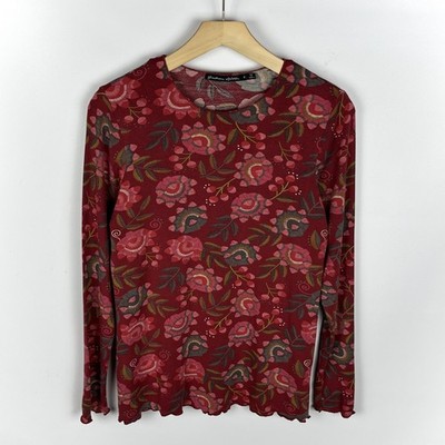 Designer Gudrun Sjoden Damen Blumenmuster Langarm Tunika Bluse Gr. Small