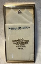 Vintage Men s 3 Embroidered Handkerchiefs All Cotton Monogram F Original Box