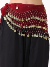 Women's Belly Dance Scarf with Gold Coins for Belly Dance Zumba Yoga Class Mix