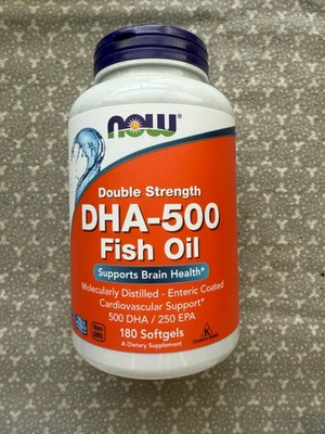 NOW Foods, Double Strength DHA-500 Fish Oil, 180 Softgels EXP. 2029