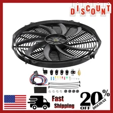 16"Electric Radiator Cooling Fan High 3000CFM Wiring Thermostat Relay Switch 16"