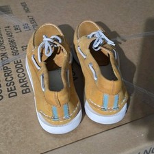 Sperry Yellow Boat Shoes with White Soles and Laces - Green/White Trim Insoles