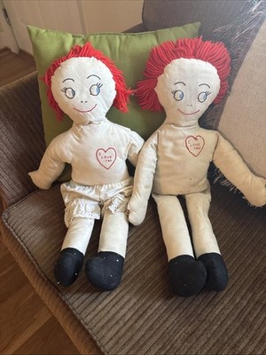 Raggedy Ann & Andy Dolls 2ft -As Is
