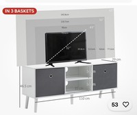HOMCOM Modern TV Cabinet Stand w/ Shelves & Drawers, Bedroom White & Grey