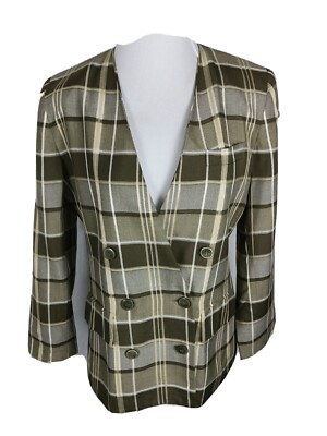 Stirling Cooper Wms Sz 8 Green Plaid 100% Viscos Suit Separate Jacket B28