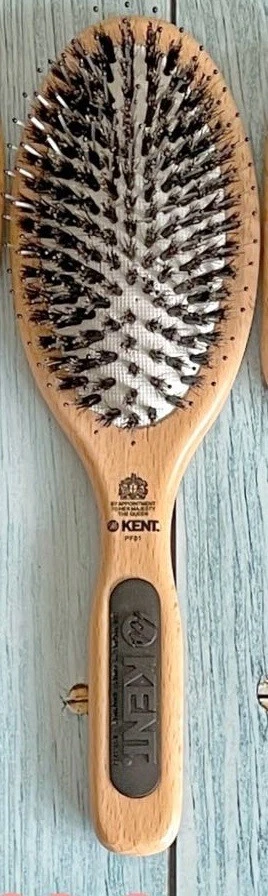 KENT BRUSHES LARGE NYLON & NATURAL BRISTLE RUBBER CUSHION WOODEN HAIRBRUSH PF01 - Image 3 of 3