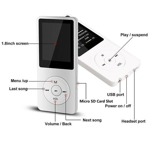 Bluetooth MP3 & MP4 Player LCD Display Verlustfrei Musik Spieler Record Sport - Imagen 10 de 14