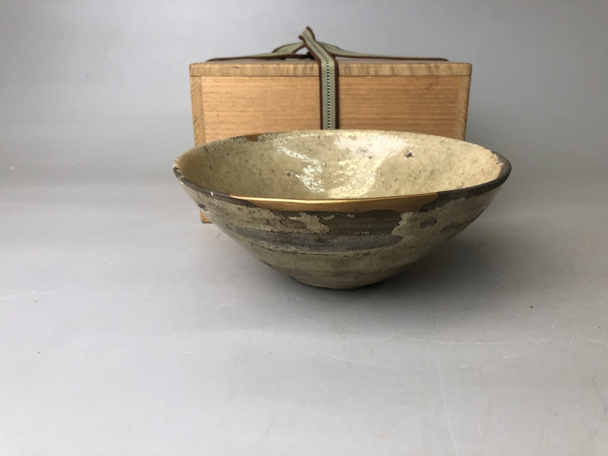 Y7479 CHAWAN Seto-ware Koseto flat bowl box Japan antique tea