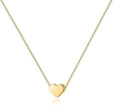 14K Gold Plated Simple Heart Cute Pendant Necklaces for Women Girl Gift