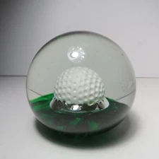Peacock Glass Works Golf Ball Paperweight 3 1/4" Diameter