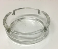 Vintage 4” Round Clear Glass Ashtray France