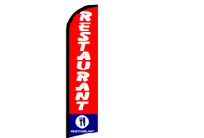 Restaurant Red / White / Blue Windless Banner Advertising Marketing Flag