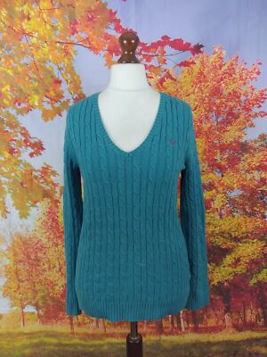 Crew Clothing Co. Pullover 94% Baumwolle Blau Struktur. UK Damen Gr. 12