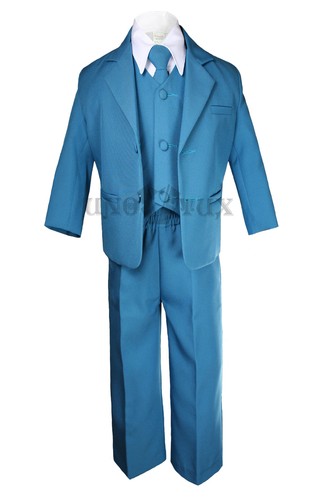5pc Baby Toddler Boy Formal Suit Black Brown Gray Khaki Green White Taupe Navy - Picture 9 of 11