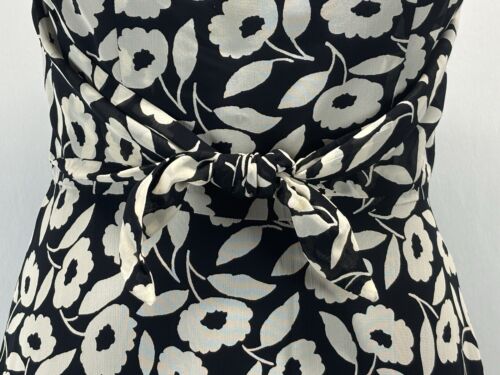 Vtg Ann Taylor Floral Maxi Dress Sz 4 Sleeveless Black White Lined Made USA 90s - Picture 8 of 11
