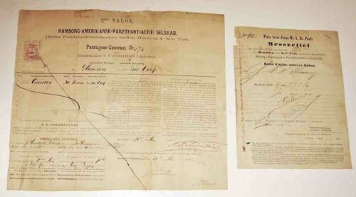 (2) 1875 HAMBURG-AMERICA Ocean Line signiert PASSAGIERSCHIFF Kreuzfahrt Reise VERTRÄGE - Bild 1 von 12