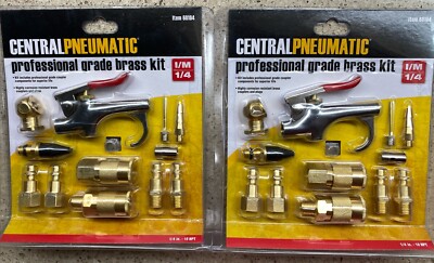 NEW 2 Central Pneumatic Professional Grade Air Tool Brass Kit 12 pc 1/4 68194