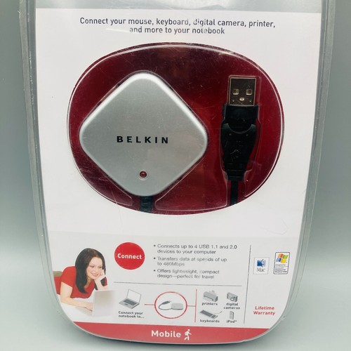 New Belkin USB 2.0 4 Ports Uktra Mini Hub (F5U407) Mac Windows High Speed - Picture 2 of 5