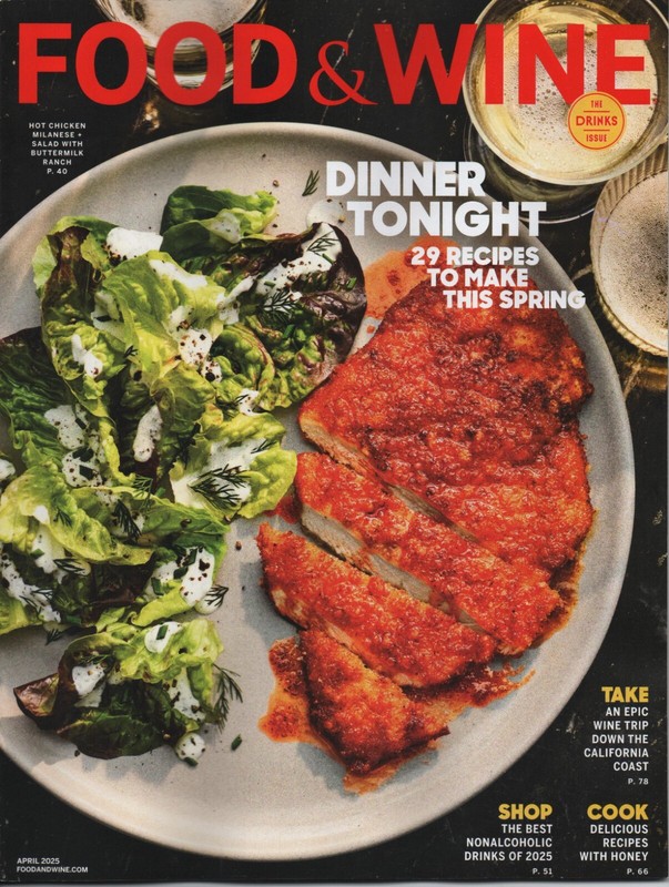 Food & Wine Drinks Honey Hot Chicken Milanese Salad California Coast April 2025