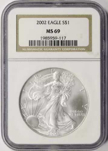 2002 $1 American Silver Eagle NGC MS69
