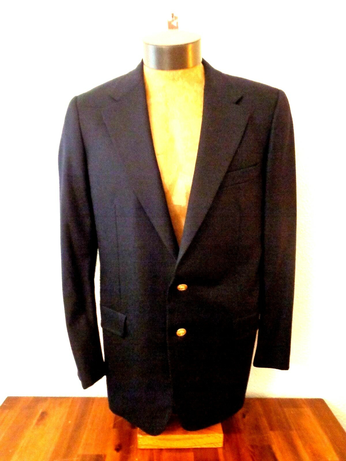 Hickey Freeman Men's Canterbury Blue Solid Wool Two Button Blazer Jacket 42L