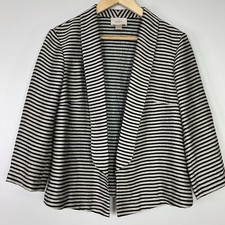 LOFT Lightweight Blazer XS Striped Open-Front 3/4 Sleeve Women's