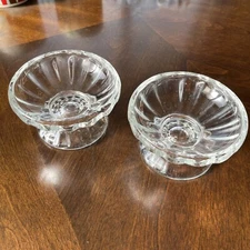 Libbey Clear Paneled Sherbet Ice Cream Bowl Dish Pedestal Vintage 2.25" Set of 2