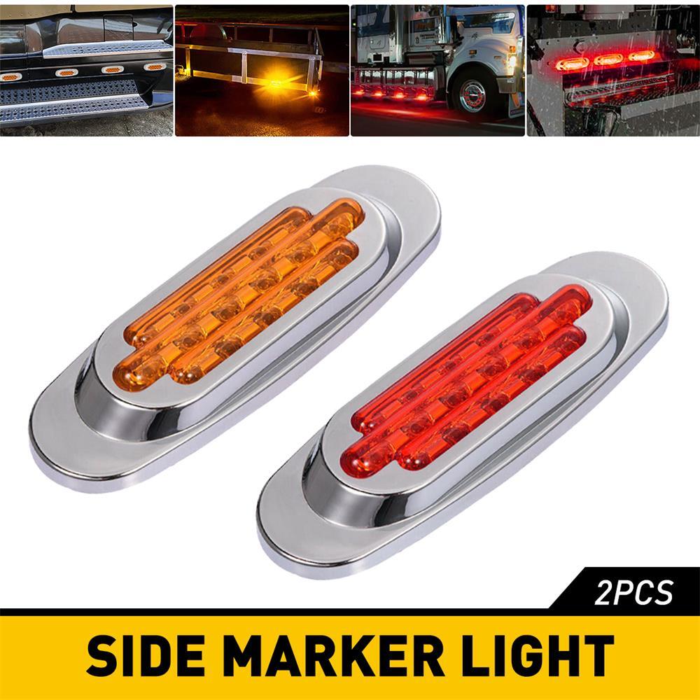 Universal 12V LED Side Marker Lights for Trucks and Trailers Amber or Red