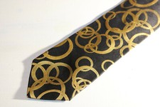 BACHARACH NO.1 Black with Gold Rings - 100% Silk - Made in USA