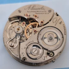 VINTAGE 16 SIZE ILLINOIS A LINCOLN 21 JEWEL POCKET WATCH PARTS MODEL 9