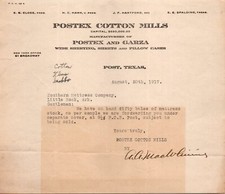 Sábanas y fundas de almohada con membrete Postex Cotton Mills Post TX 1917