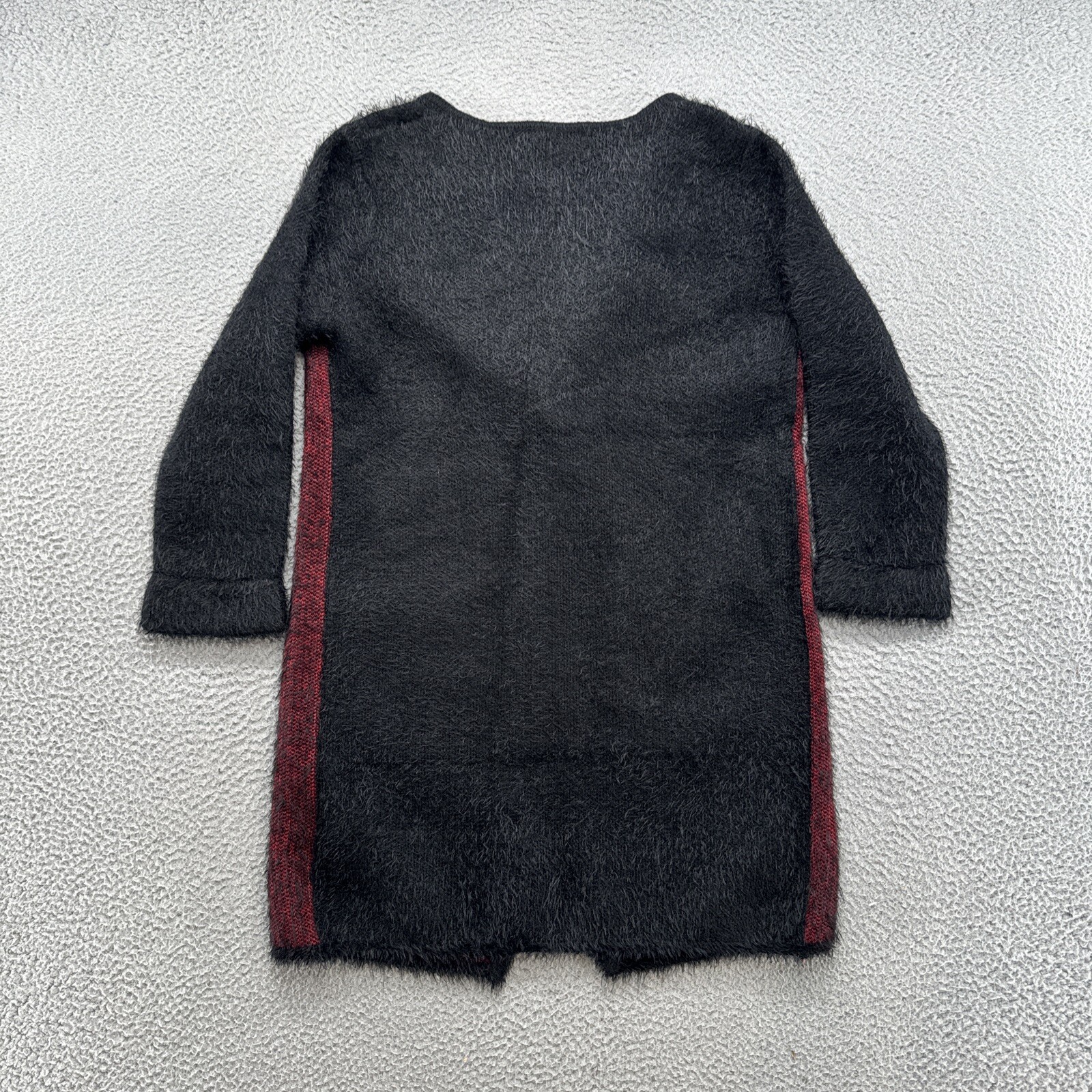 High Secret Women’s 1 Snap Cardigan Sweater Black Red Shaggy Size Medium