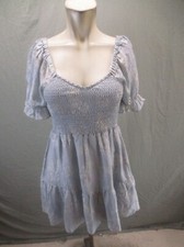Madewell Size S Womens Gray 100% Silk Short Sleeve Ruched Flare Short Dress 820