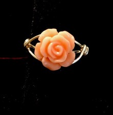 Peach Rose Rings In Silver Plated Wire Sizes 4, 4.5, 5. Jewelry, Gifts
