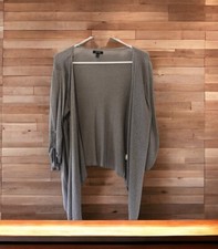 Apt 9 Heather Gray Soft Rayon Knit Sweater Lightweight Open Draped M Metallic