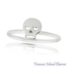 Sugar Skull Calavera Day of the Dead 925 Sterling Silver Ring Size 5 6 7 8 9 10