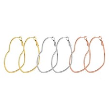 Heart Hoop Earrings for Women Hypoallergenic Silver Stainless Steel Big Hoop ...