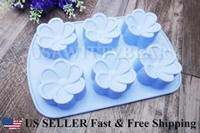 6 Cavity 6-Petal Flower Silicone DIY Handmade Soap Wax Candle Mold US SELLER