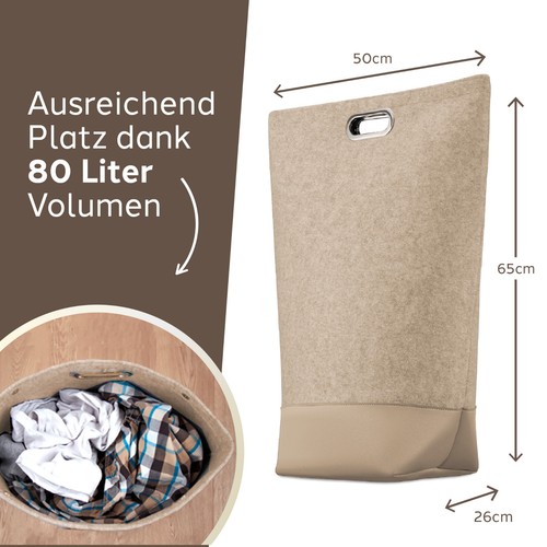 TULENO - XL Wäschesammler aus Filz Stoff - Wäschesack & Wäschekorb mit Griff - Bild 16 von 20