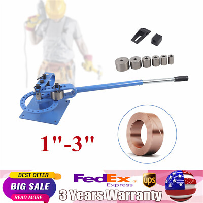 Premium Pipe Tube Bender 1''-3'' inch Manual Tube Bender w/ 7 Dies Tubing Metal