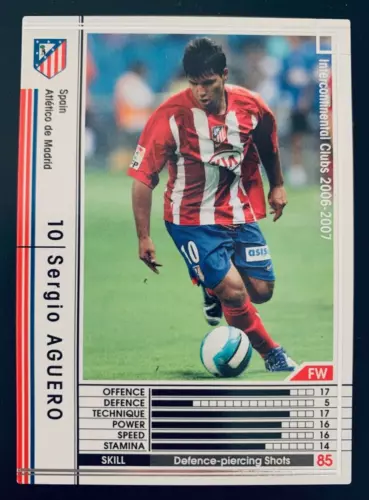 2006-07 Panini SEGA WCCF # 334 Sergio Kun Aguero Atletico Madrid rookie card RC