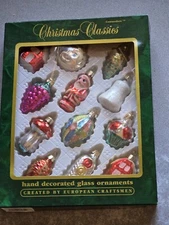 12 Christmas Ornaments European Mushroom Snowman Head Santa Pinecone