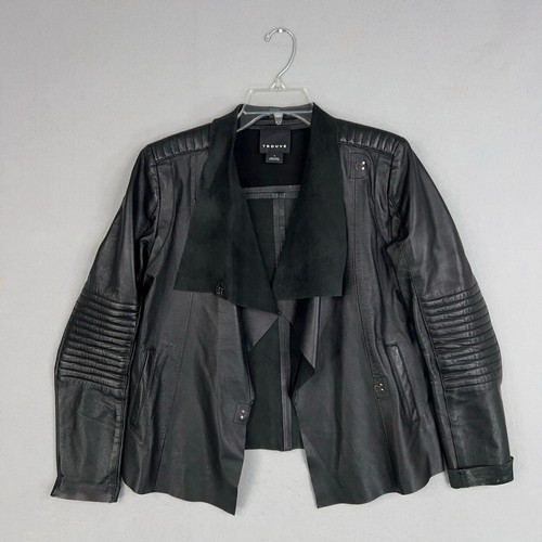 Trouve Jacke Damen klein schwarz Leder Motorrad Mantel Reiten asymmetrisch kantig