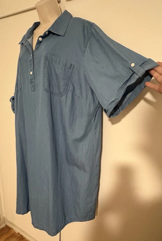 Новое без ценников женское легкое джинсовое платье с воротником большого размера 3X от Karen Scott - Изображение 4 из 4