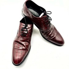 Paul Fredrick Crocodile Embossed Leather Shoes 10 Burgundy Cordovan Box