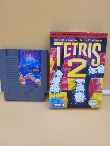 Vintage 1985 Nintendo Tetris Cartridge & 1993 Tetris 2 Empty Box Untested