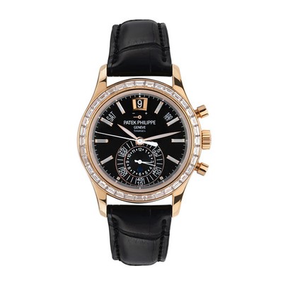 Patek Philippe Complications Watch 40MM Black Diamond Index Markers Dial Rose...