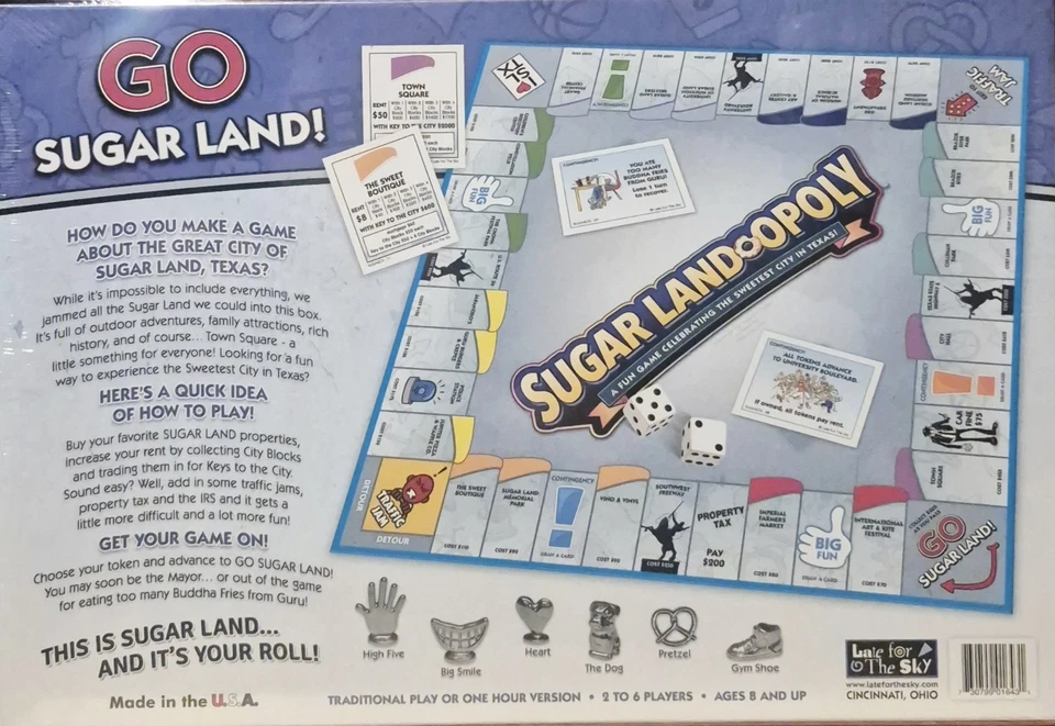 Monopoly Sugar Land-Opoly Juego de Mesa Celebrando La Ciudad Más Dulce de Texas! NUEVO Foto 2 de 3